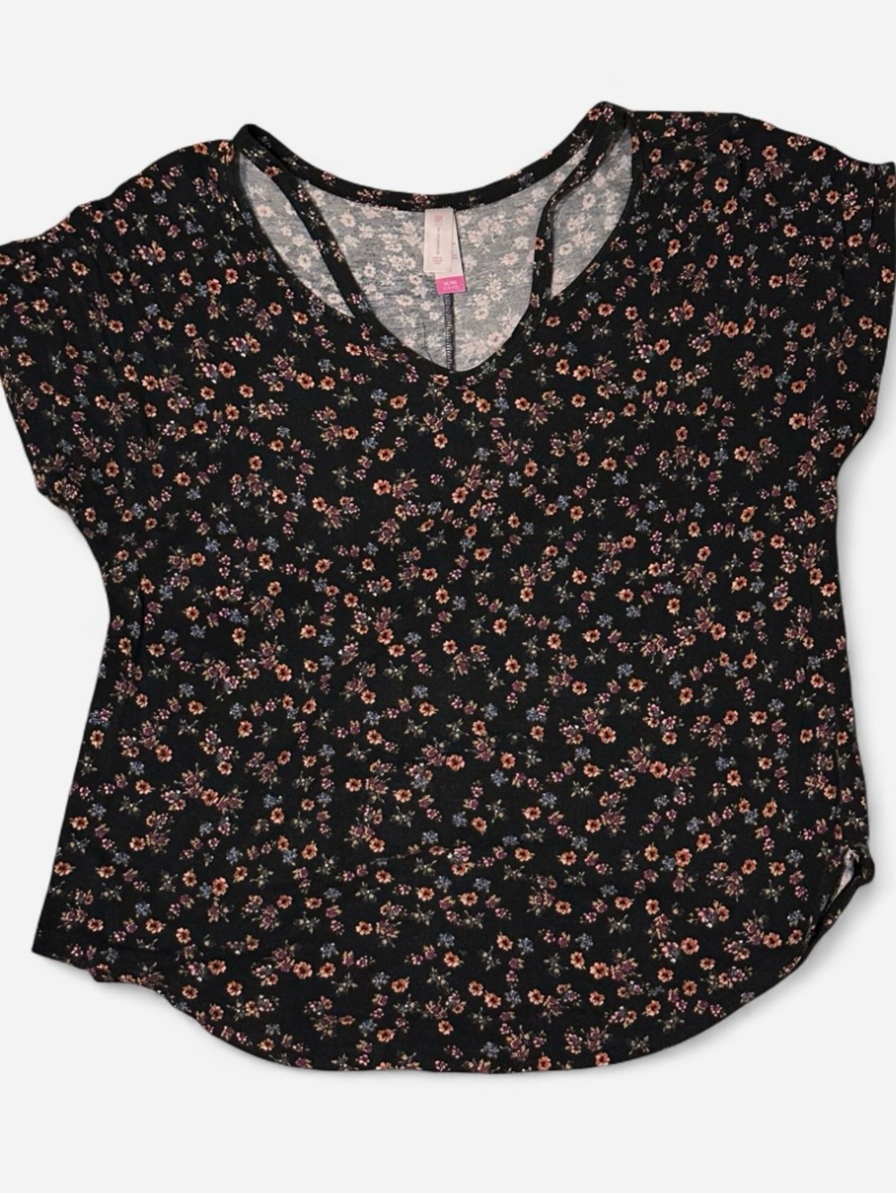No Boundaries Black Floral Short Sleeve Top
